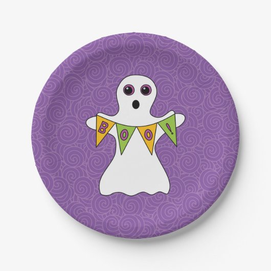 Halloween Ghost Boo Lila Party Pappteller (Vorderseite)