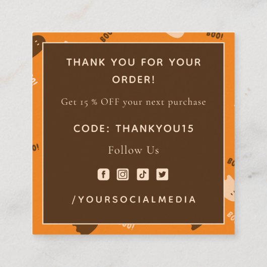 Halloween Ghost Boo Muster Herbst Herbst Vielen Da Quadratische Visitenkarte (Rückseite)