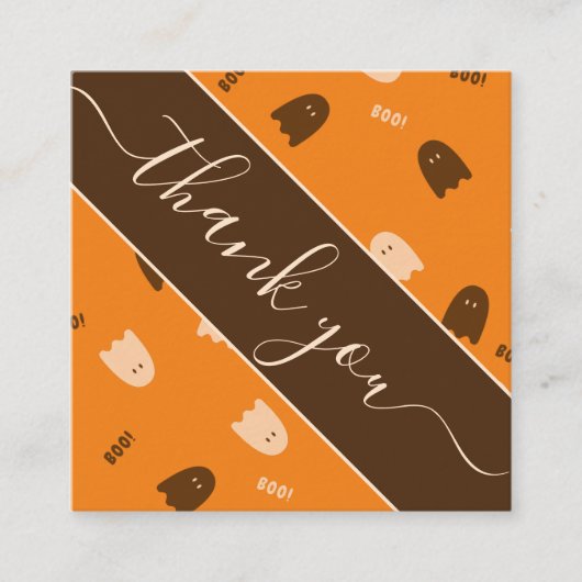 Halloween Ghost Boo Muster Herbst Herbst Vielen Da Quadratische Visitenkarte (Vorderseite)