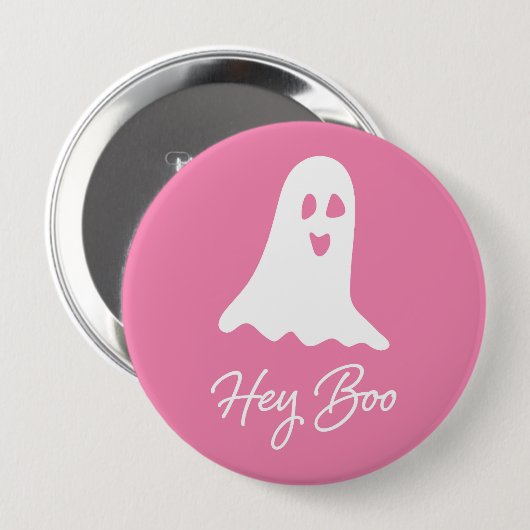 Halloween Ghost Boo Pink und White Button Button (Vorne & Hinten)
