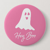 Halloween Ghost Boo Pink und White Button Button (Vorderseite)