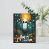 Halloween Ghost Boo Pumpkin Night Forest Postkarte (Stehend Vorderseite)