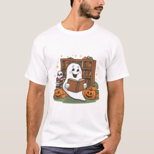 Halloween Ghost Book Lover Shirt (Vorderseite)