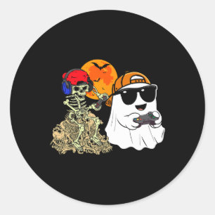 Halloween Ghost Boys Kids Gaming Beängstigend Skel Runder Aufkleber