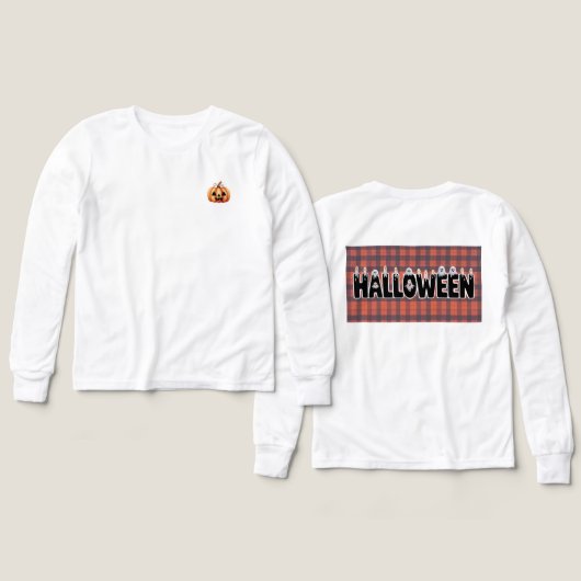 Halloween Ghost Candle Lettering Long Sleeve T (Design Vorderseite & Rückseite)