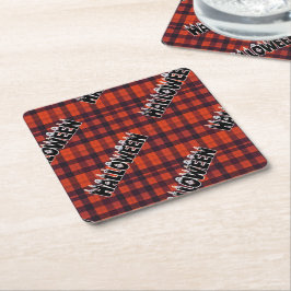 Halloween Ghost Candle Lettering Rechteckiger Pappuntersetzer