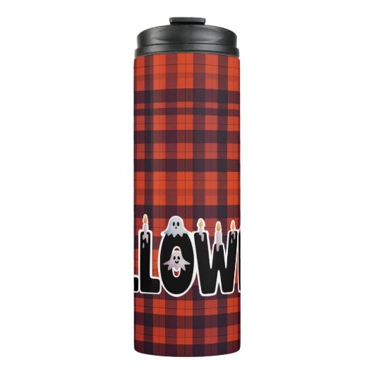 Halloween Ghost Candle Lettering Thermosbecher (Vorderseite)