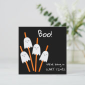 Halloween Ghost Cartoon Black Orange Fun Flat Karte (Stehend Vorderseite)