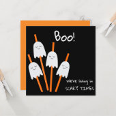 Halloween Ghost Cartoon Black Orange Fun Flat Karte (Vorderseite/Rückseite Beispiel)