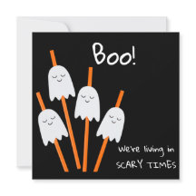 Halloween Ghost Cartoon Black Orange Fun Flat