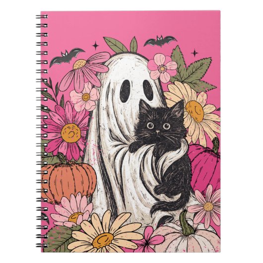 Halloween Ghost Cat iPhone / iPad Fall Notizblock (Vorderseite)