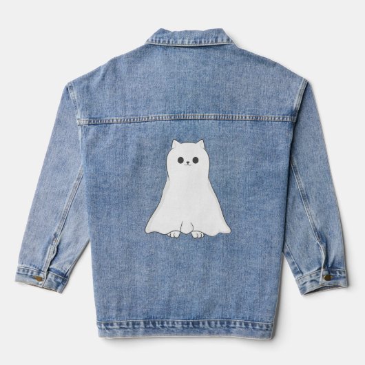 halloween ghost cat niedlich jeansjacke (Rückseite)
