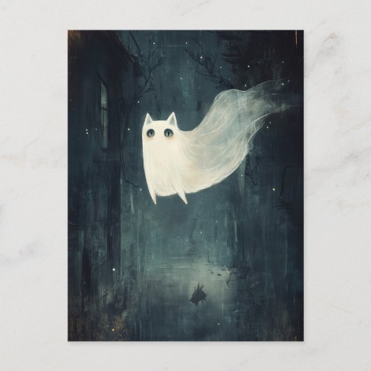 Halloween Ghost Cat Postkarte (Vorderseite)