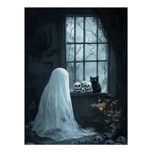 Halloween Ghost, Cat und Skuls Poster (Vorderseite)