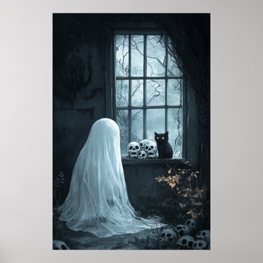 Halloween Ghost, Cat und Skuls Poster (Vorne)