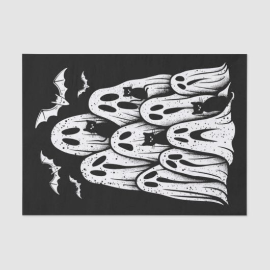 Halloween Ghost Cats Lover Fall Spooky Jahreszeit Seidenpapier (Vorderseite)