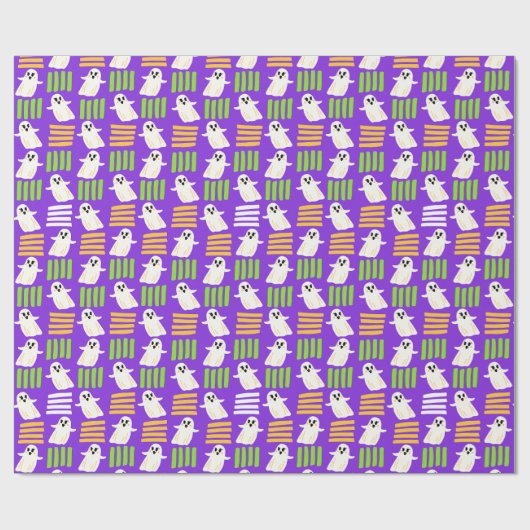 Halloween Ghost Checked Tile-Muster Geschenkpapier (Flach)