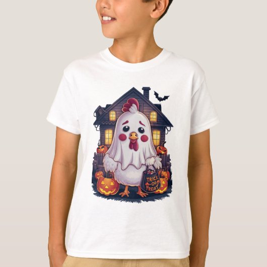 Halloween Ghost Chicken #1 Digitale Kunst T-Shirt (Vorderseite)