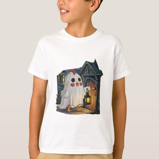 Halloween Ghost Chicken #4 Digitale Kunst T-Shirt (Vorderseite)