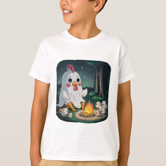 Halloween Ghost Chicken #7 Digitale Kunst T-Shirt (Vorderseite)