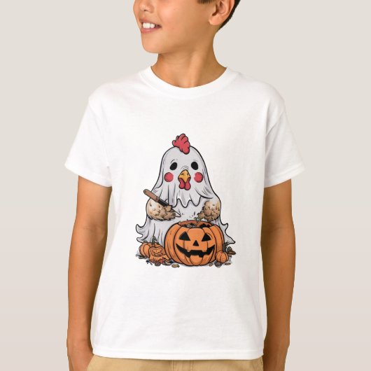 Halloween Ghost Chicken #9 Digitale Kunst T-Shirt (Vorderseite)
