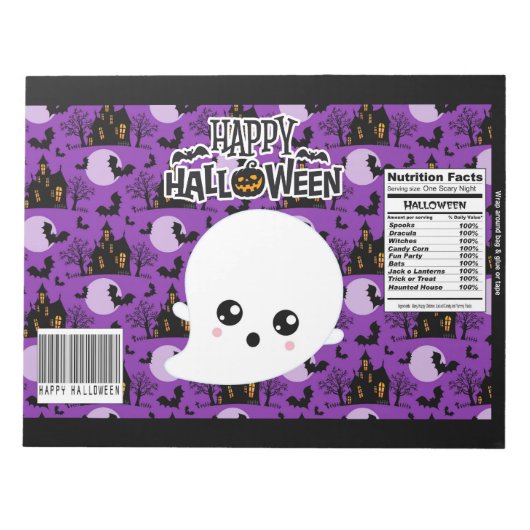 Halloween Ghost Chip Bag Wrappers Gastgeschenke Notizblock (Vorderseite)