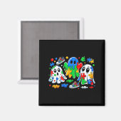 Halloween Ghost Colorful Puzzle Ribbon Autism Awar Magnet (Vorderseite/Rückseite)