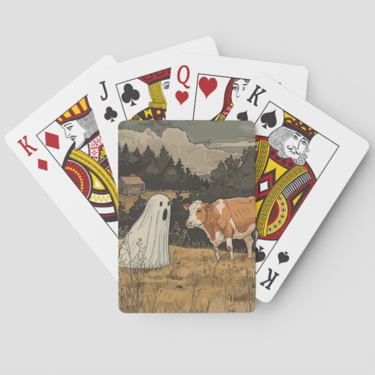 Halloween Ghost Cow Modern Farmhouse Playing Cards Spielkarten (Rückseite)