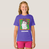 Halloween Ghost Cute Black Cat in Bow Custom Kids T-Shirt (Vorne ganz)