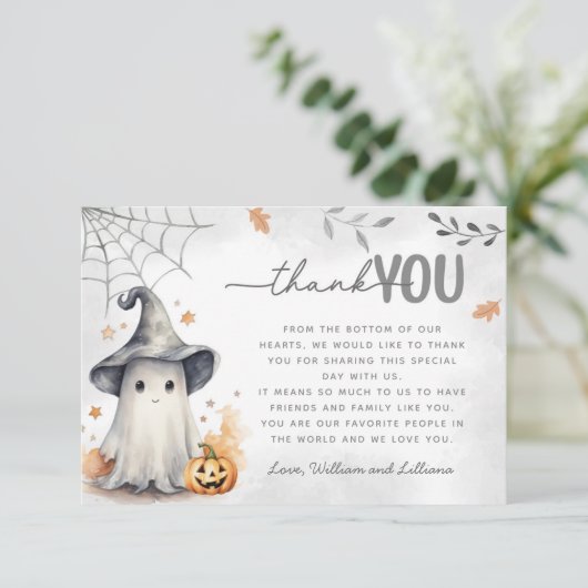 Halloween Ghost Dankeschön Karte (Stehend Vorderseite)