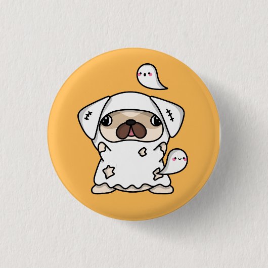 Halloween Ghost Dog Button (Vorderseite)