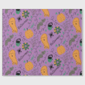 Halloween Ghost Doodles Lila Muster Geschenkpapier (Flach)