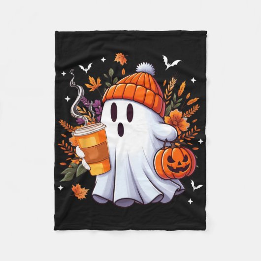 Halloween Ghost Drink Ice Kaffee Lover Ghost Gi Fleecedecke (Vorderseite)