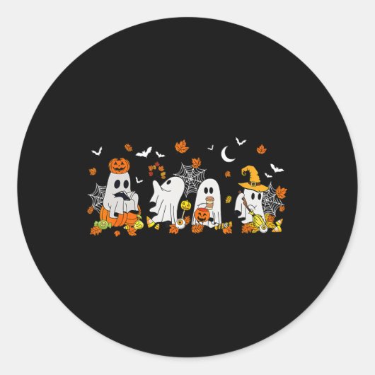 Halloween Ghost Drink Kaffee Fall Ghost Buch Re Runder Aufkleber (Vorderseite)