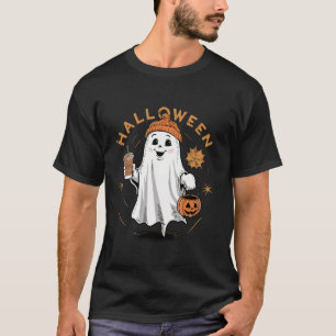 Halloween Ghost Drink Kaffee Geist Eiskaffee M T-Shirt