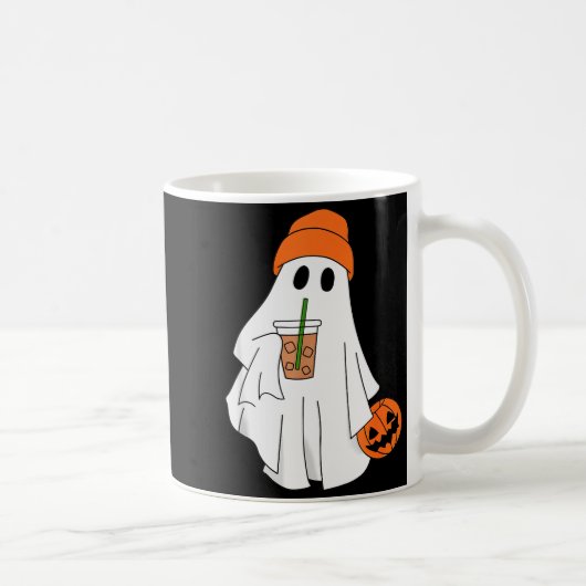 Halloween Ghost Drinking Coffee Ghost Ice Coffee M Kaffeetasse (Rechts)