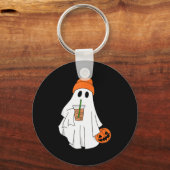 Halloween Ghost Drinking Coffee Ghost Ice Coffee M Schlüsselanhänger (Vorderseite)