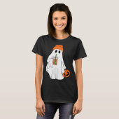 Halloween Ghost Drinking Coffee Ghost Ice Coffee M T-Shirt (Vorne ganz)