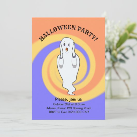 Halloween Ghost Einladung (Stehend Vorderseite)