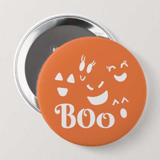 Halloween Ghost Face Orange und White Button Butto (Vorne & Hinten)