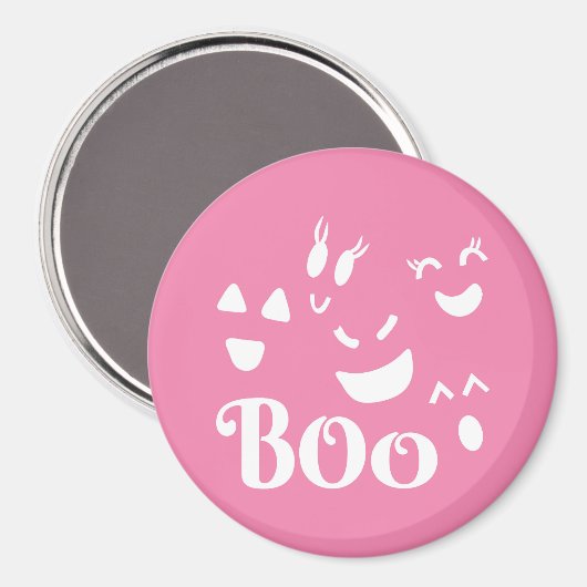 Halloween Ghost Face Pink und White Magnet (Vorderseite/Rückseite)