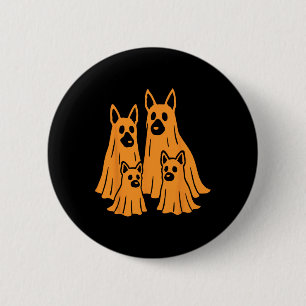 Halloween Ghost Family Funny Dog L Button