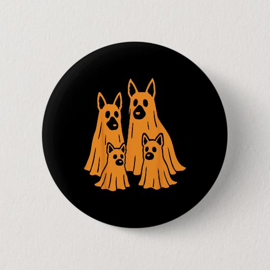 Halloween Ghost Family Funny Dog L Button (Vorderseite)