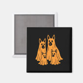 Halloween Ghost Family Funny Dog L Magnet (Vorderseite/Rückseite)