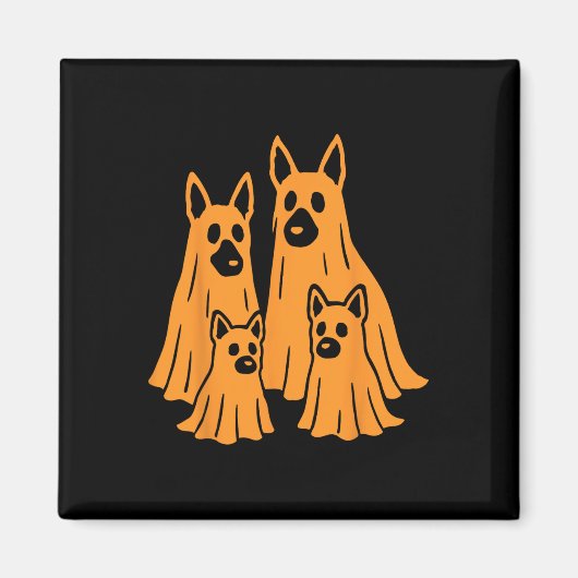 Halloween Ghost Family Funny Dog L Magnet (Vorne)
