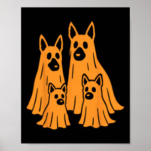 Halloween Ghost Family Funny Dog L Poster