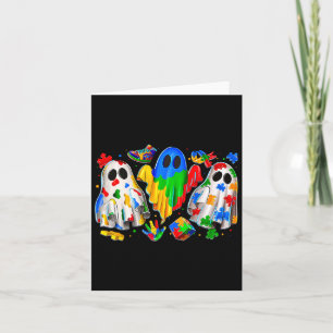 Halloween Ghost farbenfrohe Puzzle Ribbon Autismus Karte