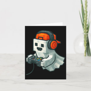 Halloween Ghost Gamer Funny Pixel Video Gaming Boy Karte