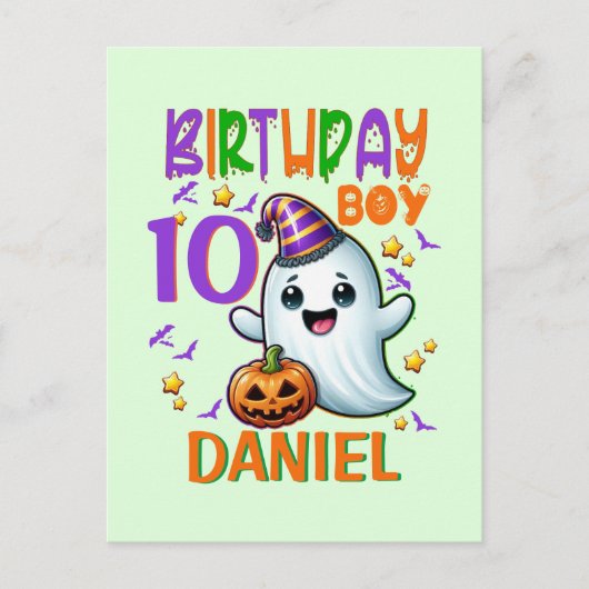 Halloween Ghost Geburtstag Junge Spooky Party Desi Postkarte (Vorderseite)