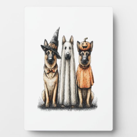 Halloween Ghost German Shepherd Dog Fotoplatte (Vorderseite)
